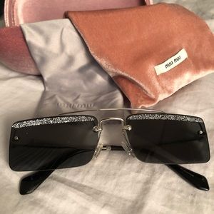 Miu Miu square frame glitter sunglasses